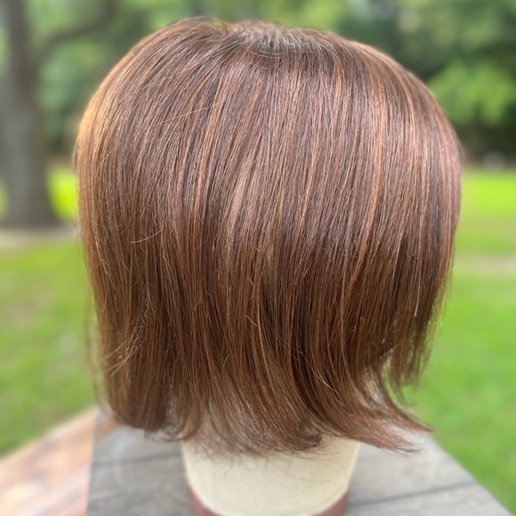 HAIR TOPPER CHIN LENGTH SOFT QUALITY RED AND BROWN SYNTHETIC FIBER CLIP IN HAIR - Picture 8 of 15